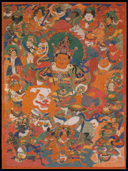 Vaishravana (Buddhist Protector): Riding a Lion