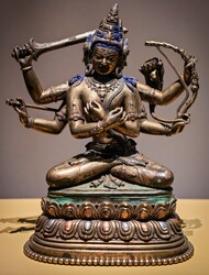 Manjushri (Bodhisattva & Buddhist Deity): Manjuvajra, Namasangiti (3 faces, 6 hands)