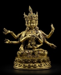 Ushnishavijaya (Buddhist Deity): (three faces, eight arms)