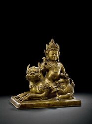 Vaishravana (Buddhist Protector): Riding a Lion